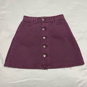 NXP Nena and Pasadena Denim Jean Skirt Purple Exposed Front Buttons Size XS